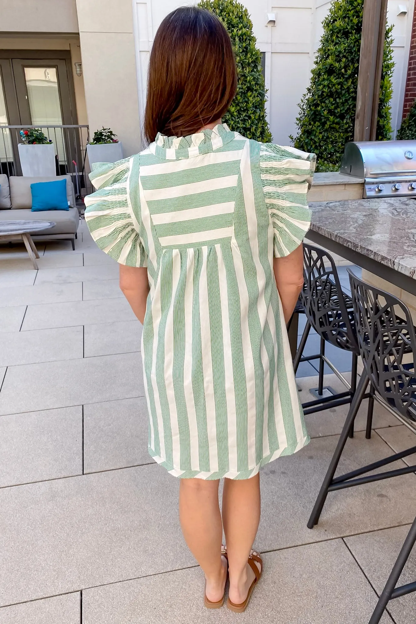 Sail Away Striped Green Dress