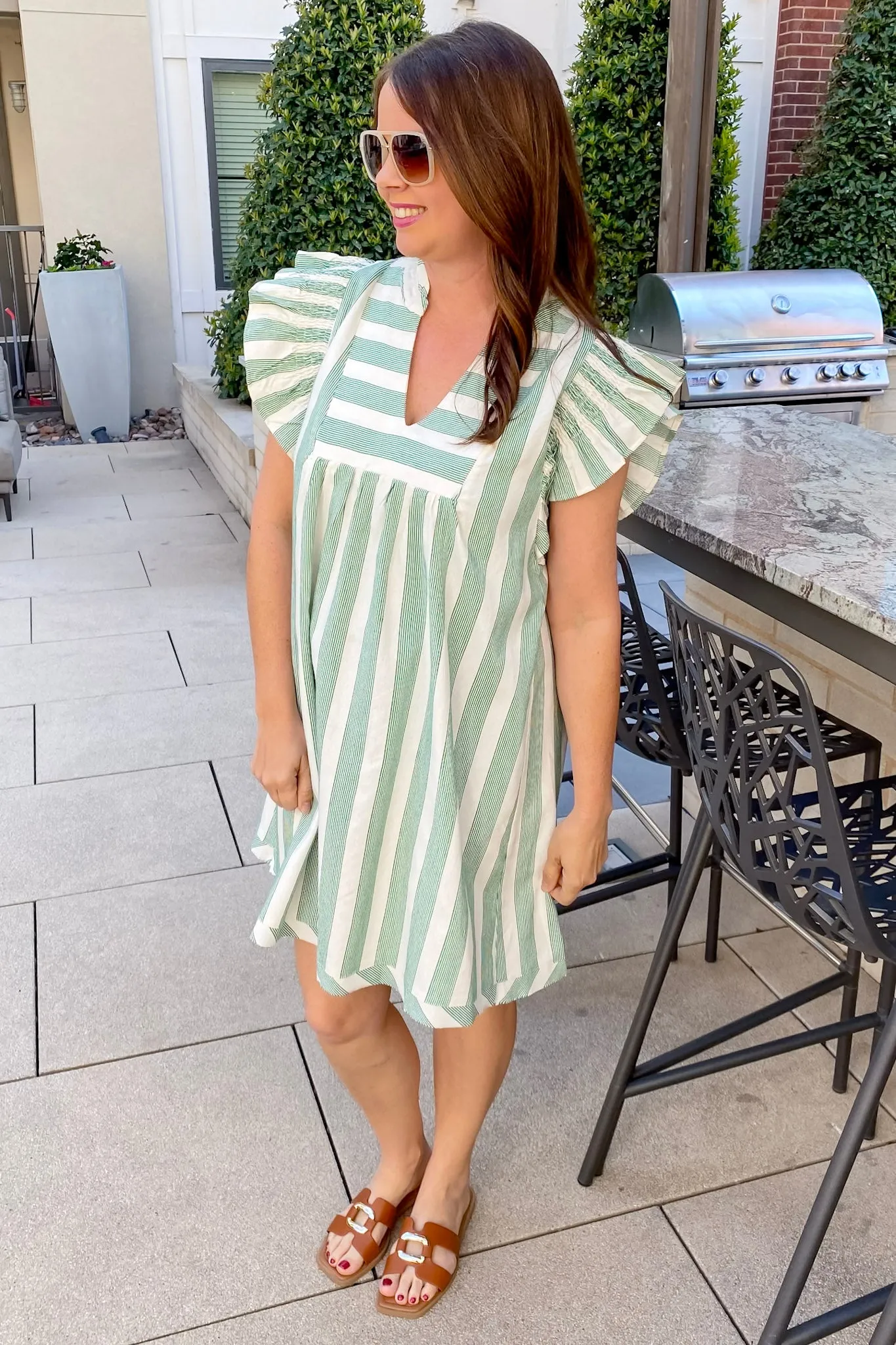 Sail Away Striped Green Dress