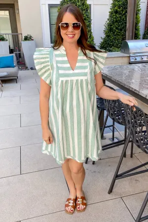 Sail Away Striped Green Dress