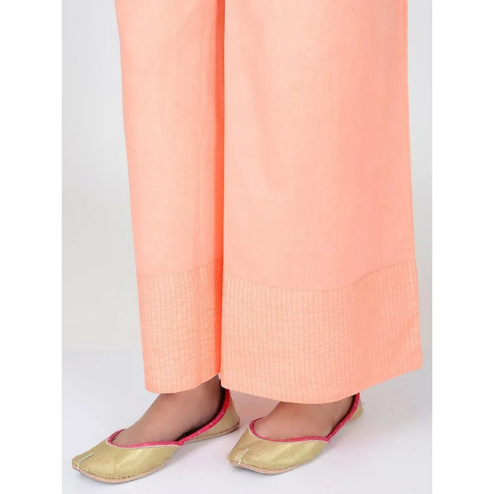 Smriti Gupta Peach Cotton Pallazo With Stitch Lines