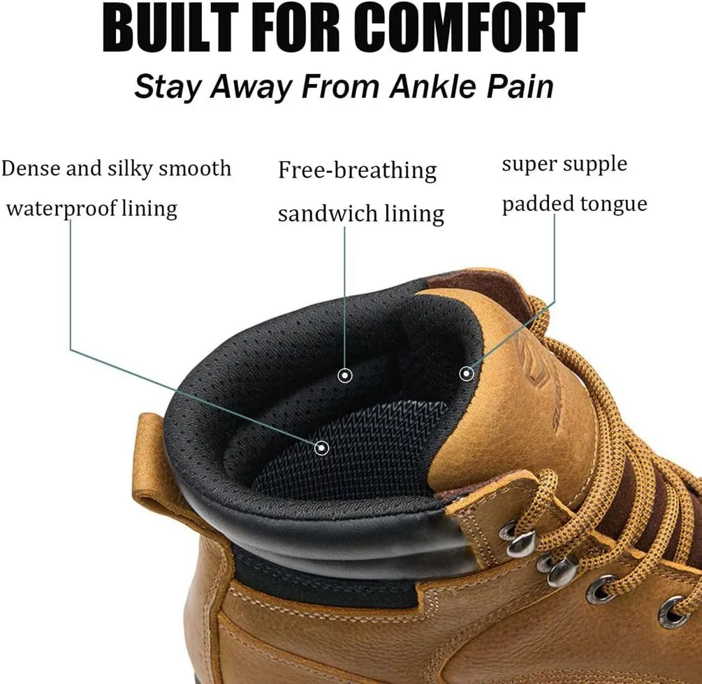 SUREWAY Men's 6" Heavy Duty Soft Toe Waterproof Work Boots,EH Construction Industrial Safety Leather Work Boots,Lace Up Moc Toe Work Boot,Goodyear Welt Oil/Slip Resistant Comfortable Outsole