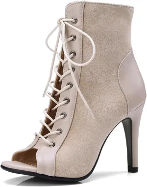 SWDZM Women's Latin Dance Shoes Peep Toe Ballroom Salsa Fashion Performance Wedding Party Ankle Dance Boots,Model QJW1052 1018