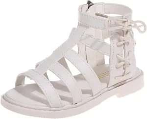 TangDao Toddler Little Girls Sandals Fashion Summer Strappy Flats Gladiator Shoe Side Zipper Non Slip Rubber Sole Beach Shoes Outdoor Princess Dress Flats