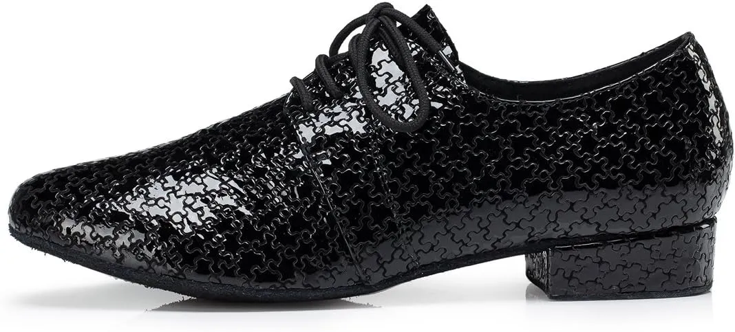 TDA Men's Fashion Comfort Lace-up Round Toe Leather Salsa Tango Ballroom Latin Modern Dance Shoes