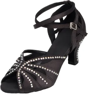 TDA Womens Fashion Ankle Wrap Crystals Satin Latin Modern Salsa Tango Ballroom Wedding Dance Shoes
