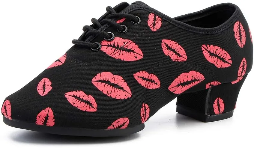 TINRYMX Women Latin Dance Practice Shoes Lace up with Closed Toe Modern Jazz Teaching Oxford Dance Shoes Low Heel,WZSP-NJB
