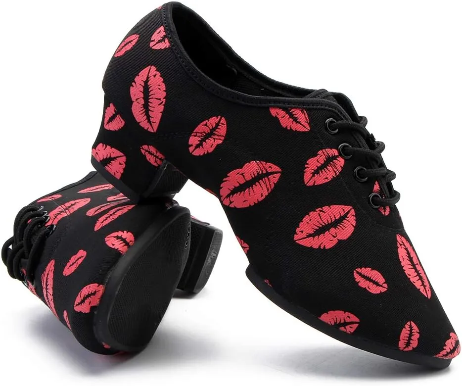 TINRYMX Women Latin Dance Practice Shoes Lace up with Closed Toe Modern Jazz Teaching Oxford Dance Shoes Low Heel,WZSP-NJB