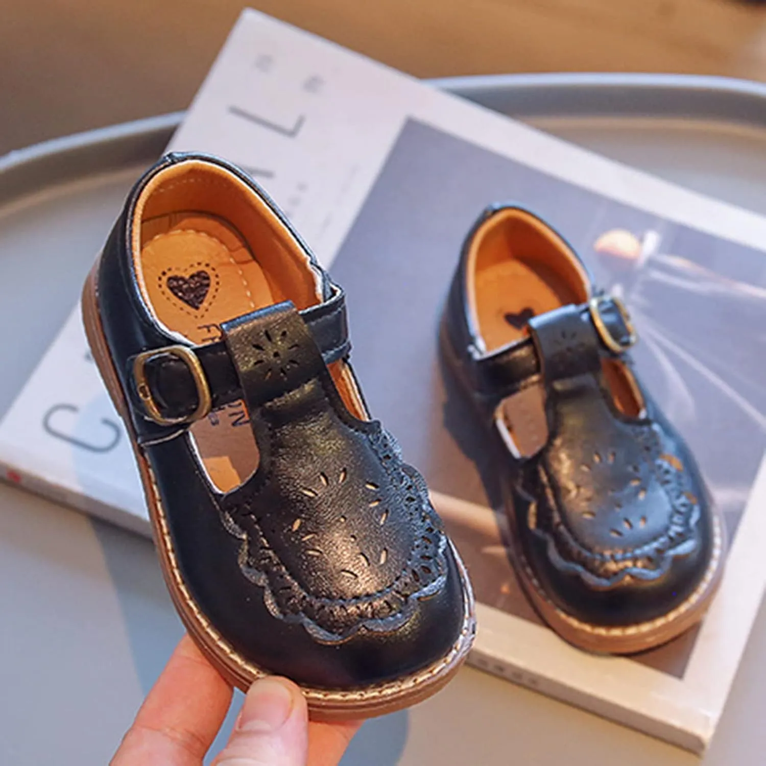 Toddler Girls Mary Jane School Shoes Flower Dress Shoes Uniform School Oxford Flats for Girl Party Girl Church Shoes