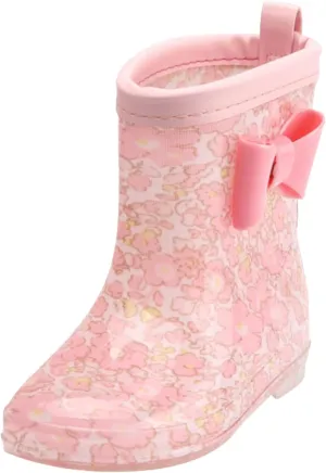 Toddler Kids Rain Boots with Cute Bow Waterproo Rubber Boots for Girls Boys Camouflage Rainboots with Handles