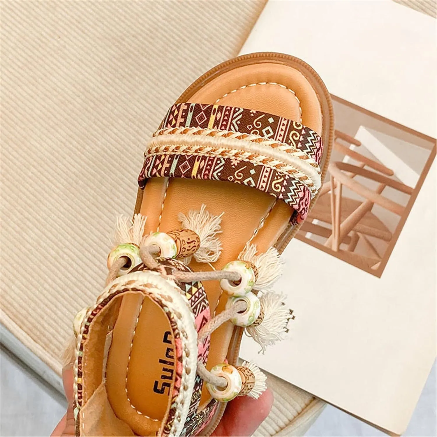Toddler Sandals Size 12 Girls Open Toe Sandals Stilettos Fashion Tassel Ankle Strap Pumps Back Big Girls Dress Sandals
