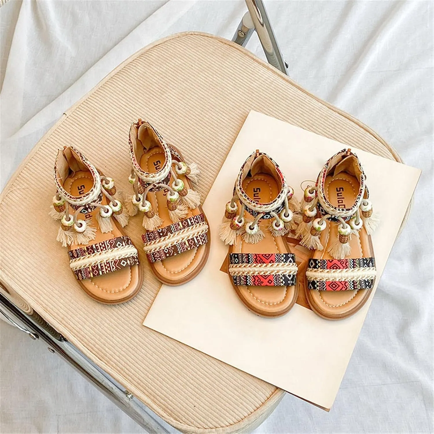 Toddler Sandals Size 12 Girls Open Toe Sandals Stilettos Fashion Tassel Ankle Strap Pumps Back Big Girls Dress Sandals