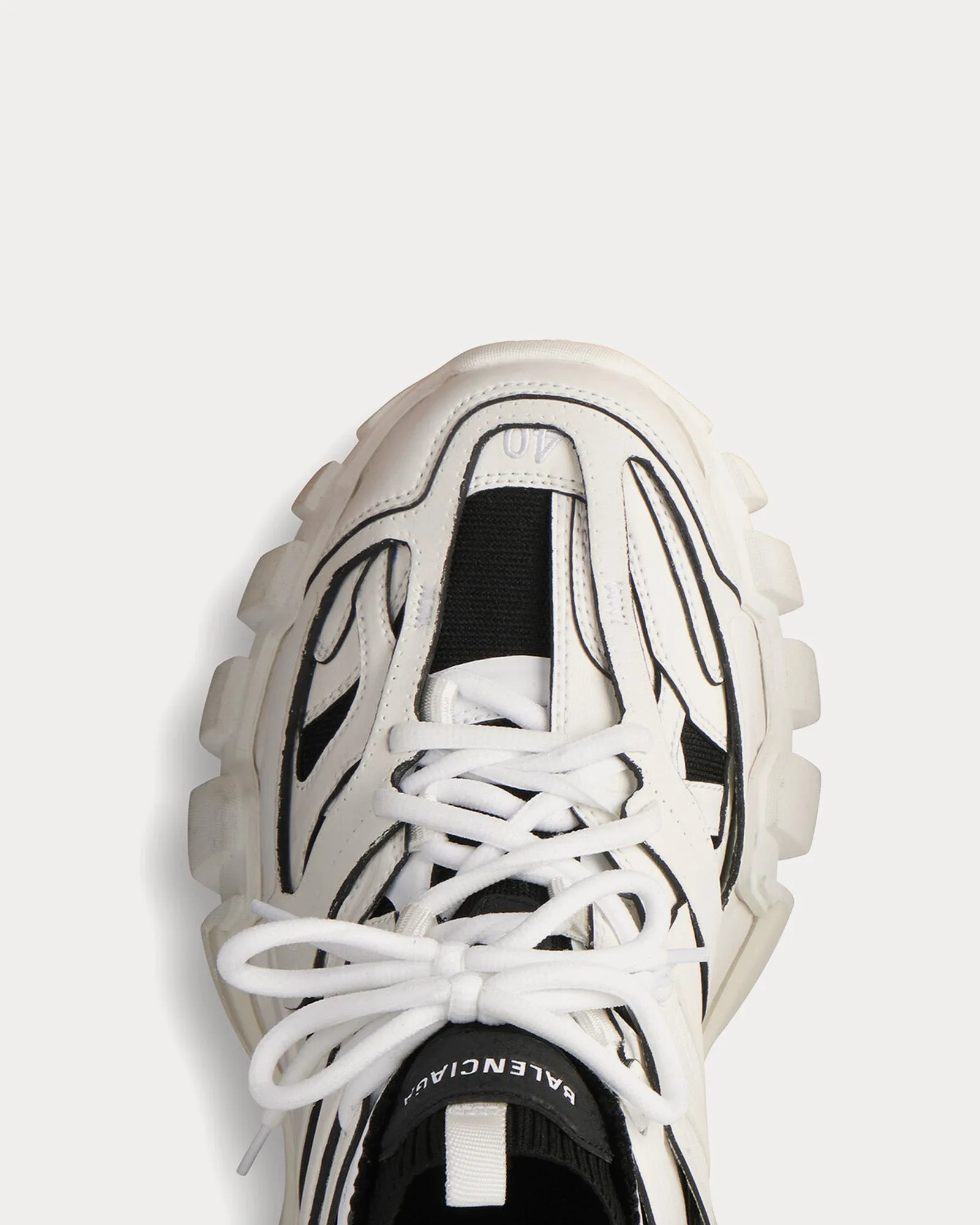 Track Sock Nylon & Knit White / Black Low Top Sneakers