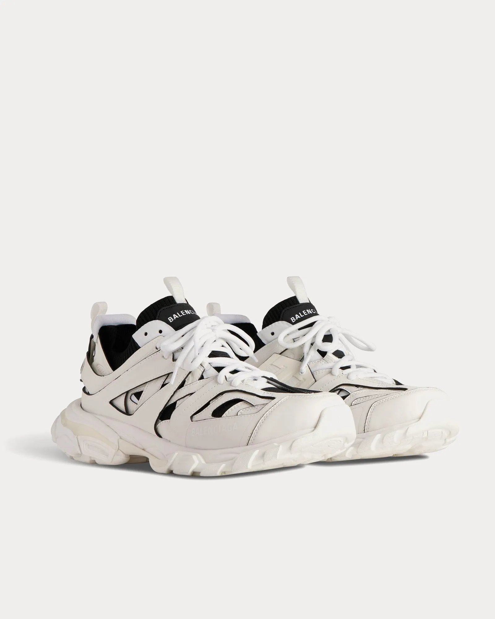 Track Sock Nylon & Knit White / Black Low Top Sneakers