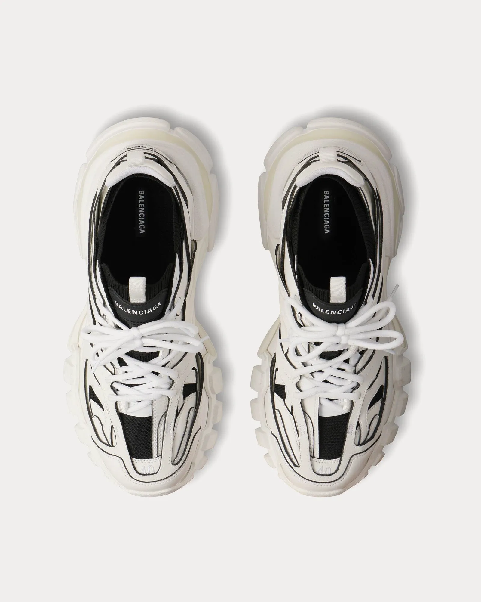 Track Sock Nylon & Knit White / Black Low Top Sneakers
