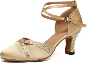 Women Ballroom Dance Shoes Closed Toe Waltz Modern Dancing Shoes Latin Salsa Performance Party, Model YC-D51