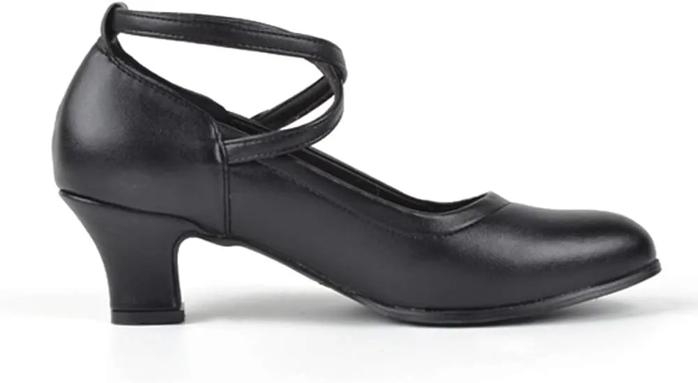 Women Standard Latin Dance Shoes Cross Strap Ballroom Modern Character Tango Salsa Party Dress Pump Shoes with Closed Toe 815
