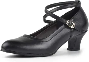 Women Standard Latin Dance Shoes Cross Strap Ballroom Modern Character Tango Salsa Party Dress Pump Shoes with Closed Toe 815