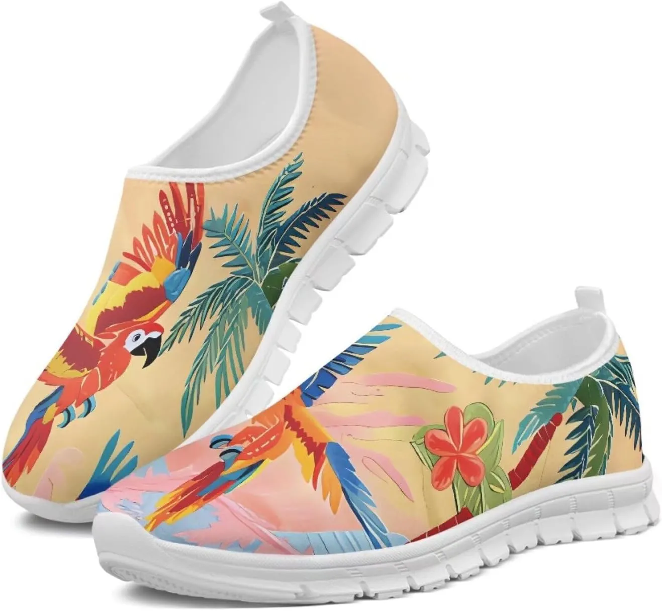 Women's Art Pattern Slip-On Sneakers Casual Low-Top Flat Dress Shoes Lightweight Soft Shoes Non-Slip Workout Holiday Shoes US Size 5.5-11.5