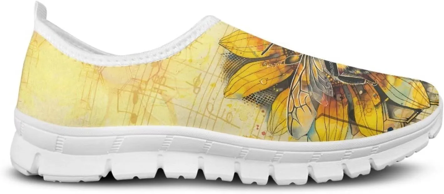 Women's Art Pattern Slip-On Sneakers Casual Low-Top Flat Dress Shoes Lightweight Soft Shoes Non-Slip Workout Holiday Shoes US Size 5.5-11.5