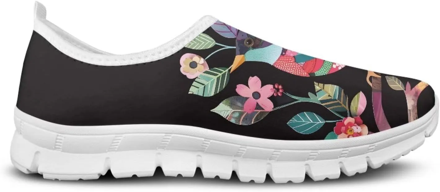 Women's Art Pattern Slip-On Sneakers Casual Low-Top Flat Dress Shoes Lightweight Soft Shoes Non-Slip Workout Holiday Shoes US Size 5.5-11.5