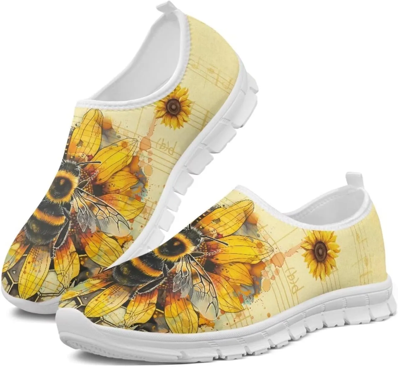 Women's Art Pattern Slip-On Sneakers Casual Low-Top Flat Dress Shoes Lightweight Soft Shoes Non-Slip Workout Holiday Shoes US Size 5.5-11.5