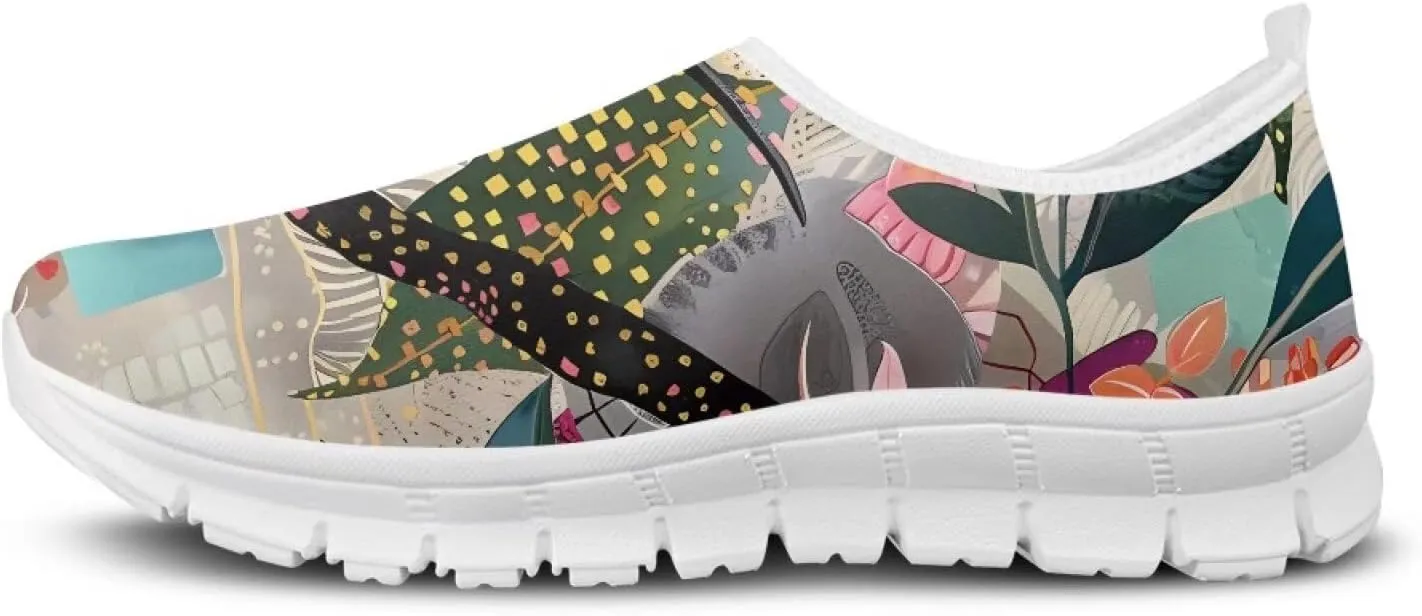 Women's Art Pattern Slip-On Sneakers Casual Low-Top Flat Dress Shoes Lightweight Soft Shoes Non-Slip Workout Holiday Shoes US Size 5.5-11.5