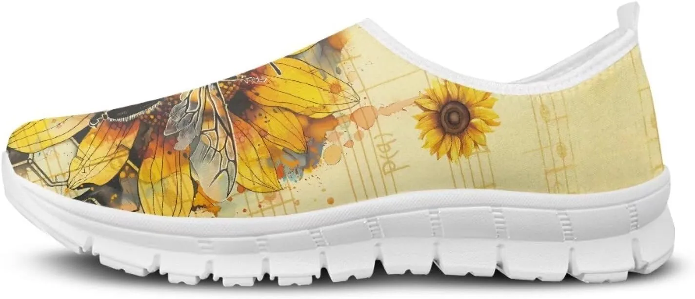 Women's Art Pattern Slip-On Sneakers Casual Low-Top Flat Dress Shoes Lightweight Soft Shoes Non-Slip Workout Holiday Shoes US Size 5.5-11.5