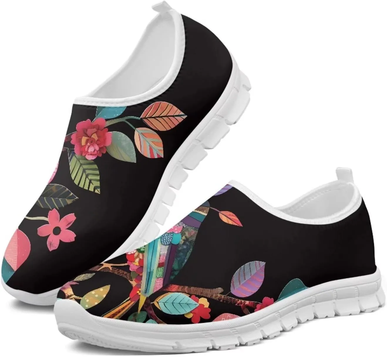 Women's Art Pattern Slip-On Sneakers Casual Low-Top Flat Dress Shoes Lightweight Soft Shoes Non-Slip Workout Holiday Shoes US Size 5.5-11.5
