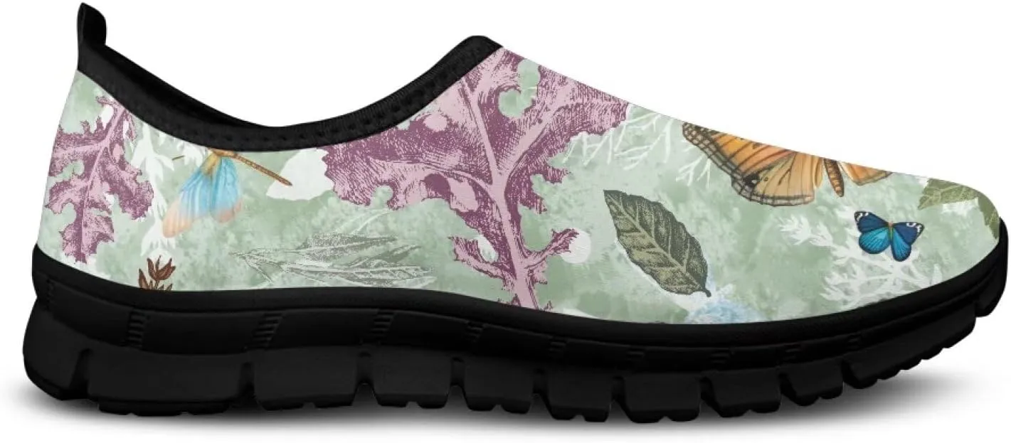 Women's Art Pattern Slip-On Sneakers Casual Low-Top Loafers Flat Shoes Lightweight Soft Shoes Non-Slip Workout Travel Shoes US Size 5.5-11.5