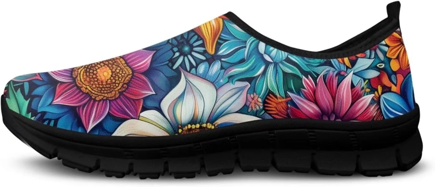 Women's Art Pattern Slip-On Sneakers Casual Low-Top Loafers Flat Shoes Lightweight Soft Shoes Non-Slip Workout Travel Shoes US Size 5.5-11.5