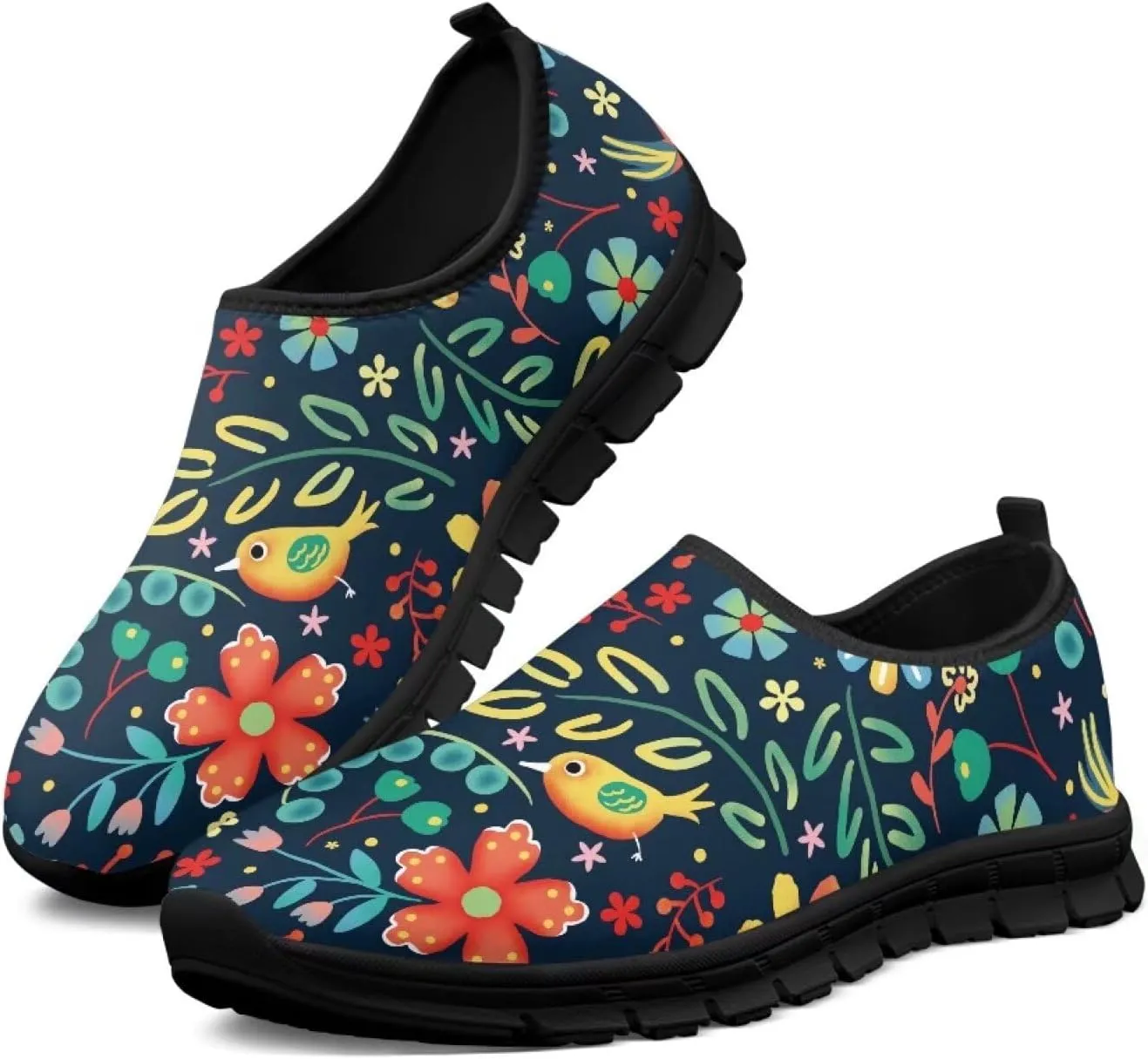 Women's Art Pattern Slip-On Sneakers Casual Low-Top Loafers Flat Shoes Lightweight Soft Shoes Non-Slip Workout Travel Shoes US Size 5.5-11.5