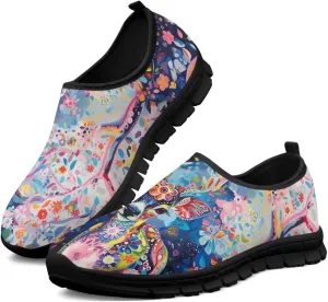 Women's Art Pattern Slip-On Sneakers Casual Low-Top Loafers Flat Shoes Lightweight Soft Shoes Non-Slip Workout Travel Shoes US Size 5.5-11.5