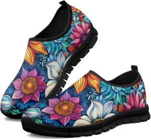 Women's Art Pattern Slip-On Sneakers Casual Low-Top Loafers Flat Shoes Lightweight Soft Shoes Non-Slip Workout Travel Shoes US Size 5.5-11.5