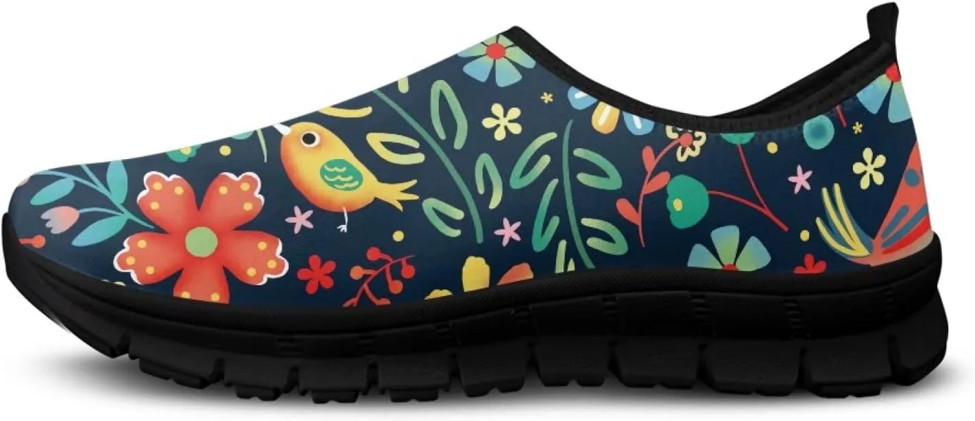 Women's Art Pattern Slip-On Sneakers Casual Low-Top Loafers Flat Shoes Lightweight Soft Shoes Non-Slip Workout Travel Shoes US Size 5.5-11.5