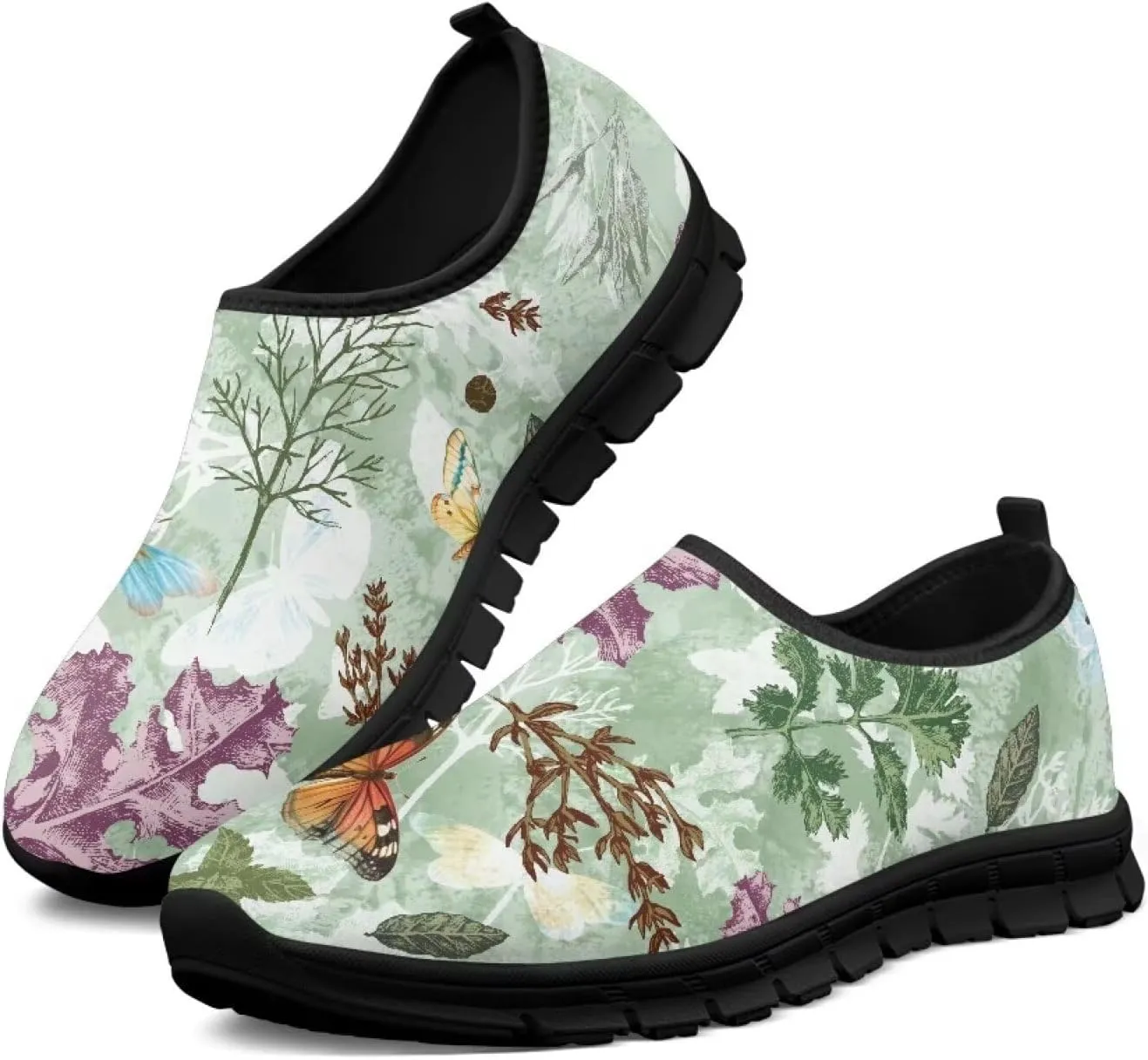 Women's Art Pattern Slip-On Sneakers Casual Low-Top Loafers Flat Shoes Lightweight Soft Shoes Non-Slip Workout Travel Shoes US Size 5.5-11.5