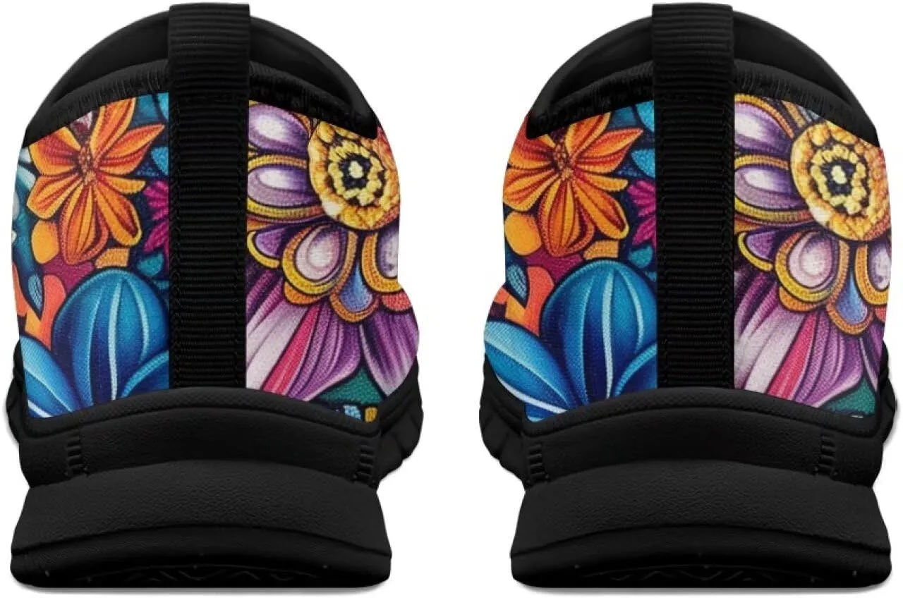 Women's Art Pattern Slip-On Sneakers Casual Low-Top Loafers Flat Shoes Lightweight Soft Shoes Non-Slip Workout Travel Shoes US Size 5.5-11.5