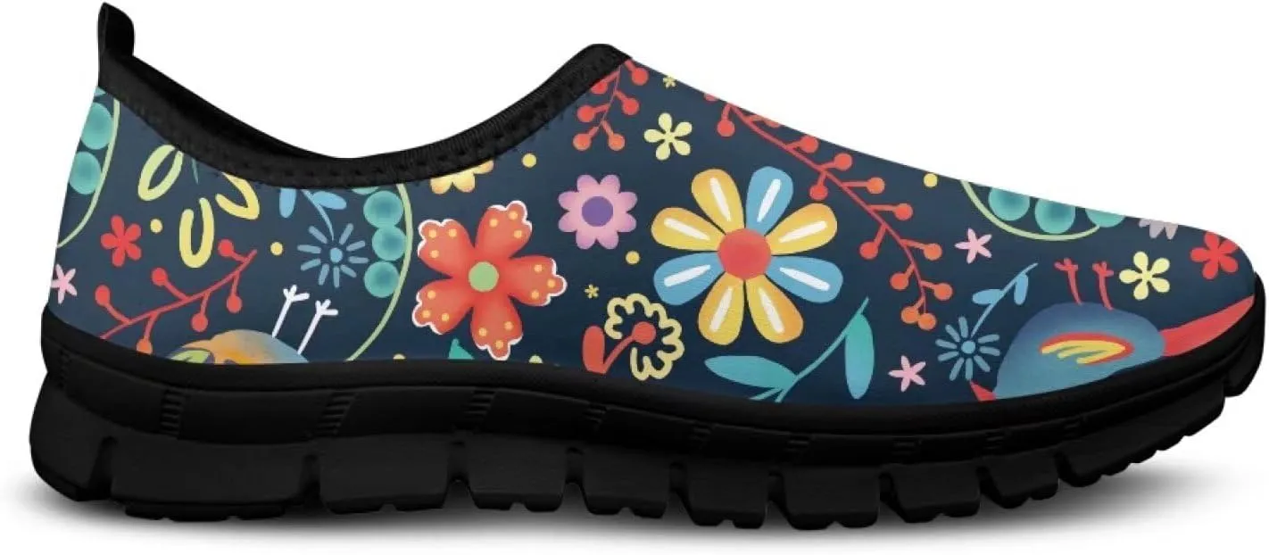 Women's Art Pattern Slip-On Sneakers Casual Low-Top Loafers Flat Shoes Lightweight Soft Shoes Non-Slip Workout Travel Shoes US Size 5.5-11.5