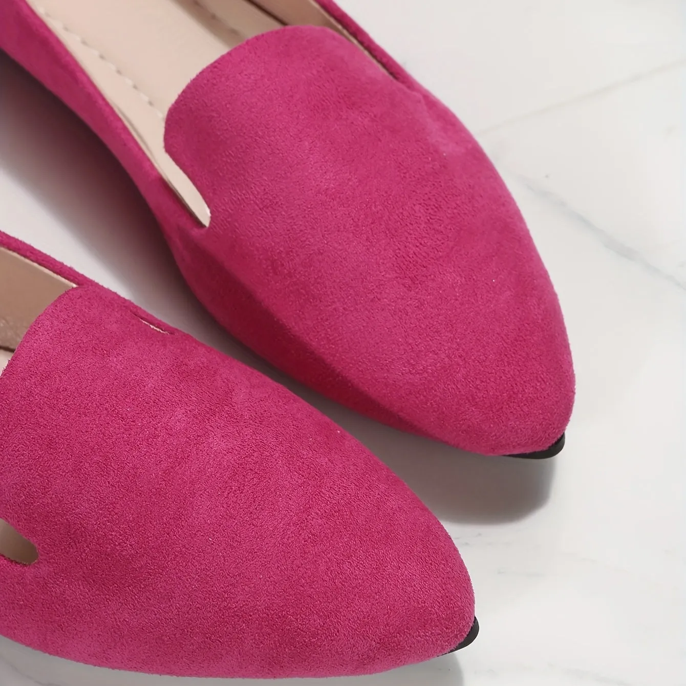 Women's Rose Red Elegant Pointed Toe SlipOn Flats