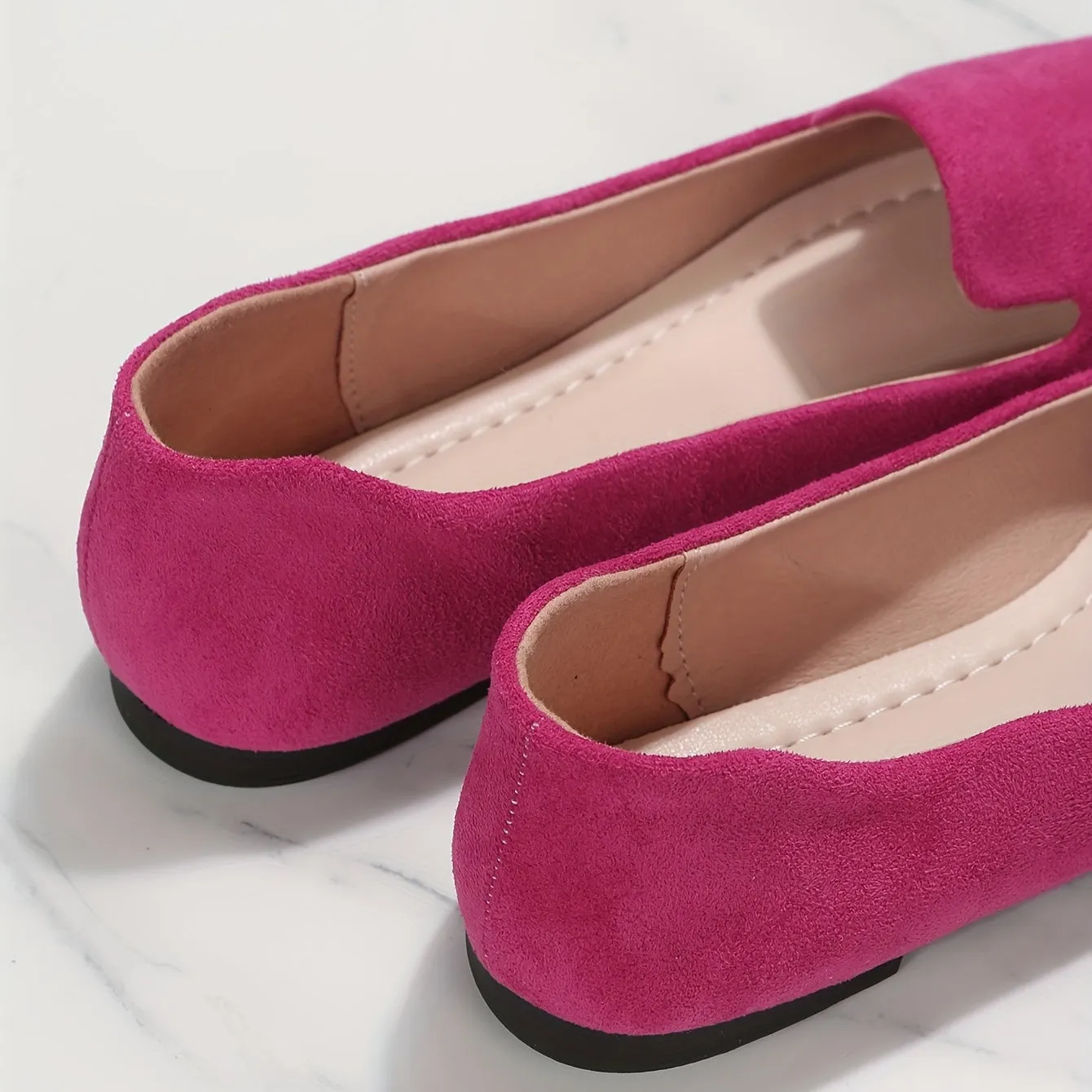Women's Rose Red Elegant Pointed Toe SlipOn Flats
