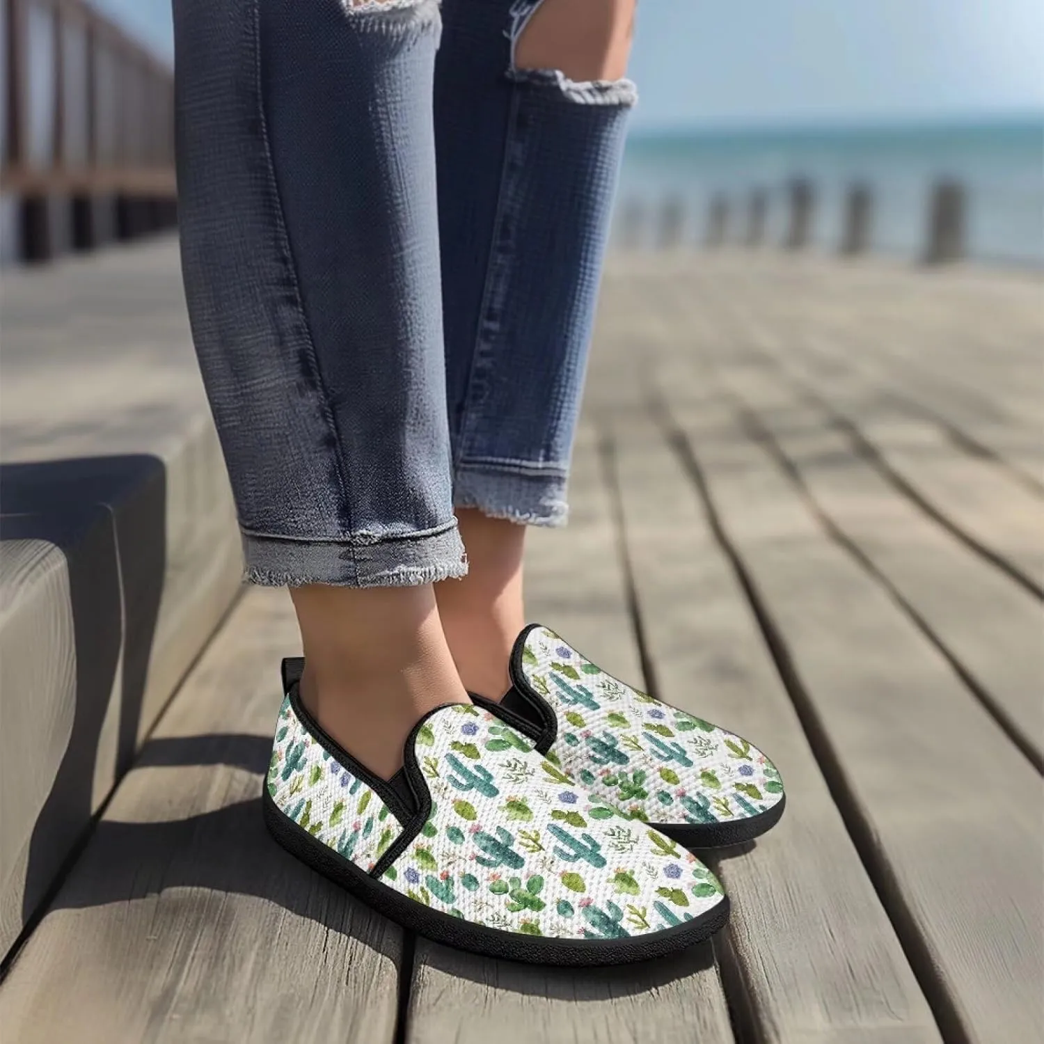Women's Slip On Flat Sneakers Casual Loafers Mesh Art Pattern Comfort Soft Walking Shoes for Women Daily Travel Shoes US Size 6-11