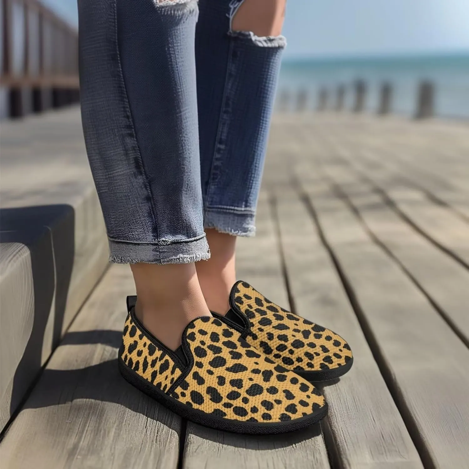 Women's Slip On Shoes Casual Breathable Mesh Flats Sneakers Fashion Low Top Soft Loafers for Tennis Work