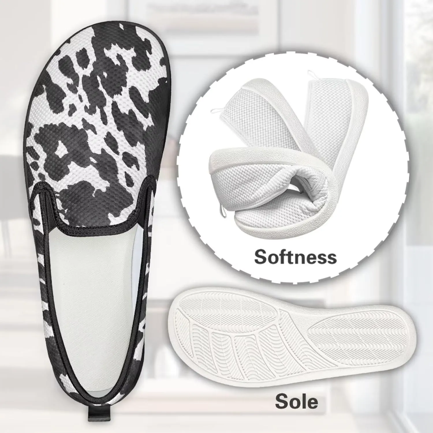 Women's Slip On Shoes Casual Breathable Mesh Flats Sneakers Fashion Low Top Soft Loafers for Tennis Work
