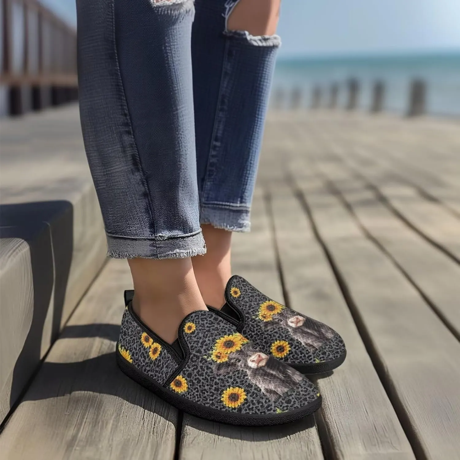 Women's Slip On Shoes Casual Breathable Mesh Flats Sneakers Fashion Low Top Soft Loafers for Tennis Work