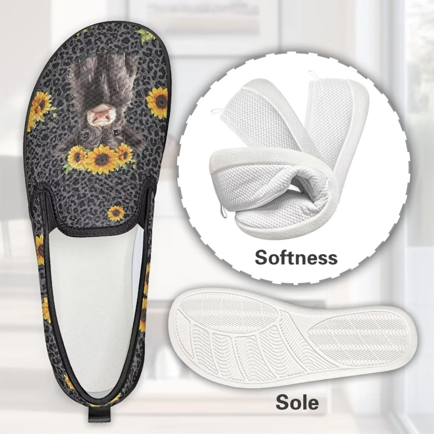 Women's Slip On Shoes Casual Breathable Mesh Flats Sneakers Fashion Low Top Soft Loafers for Tennis Work