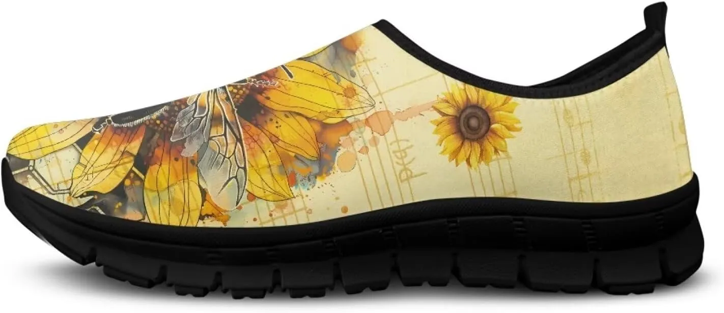 Women's Slip On Sneakers Casual Loafers Mesh Art Pattern Comfort Soft Walking Shoes for Women Daily Work Travel Shoes US Size 5.5-11.5