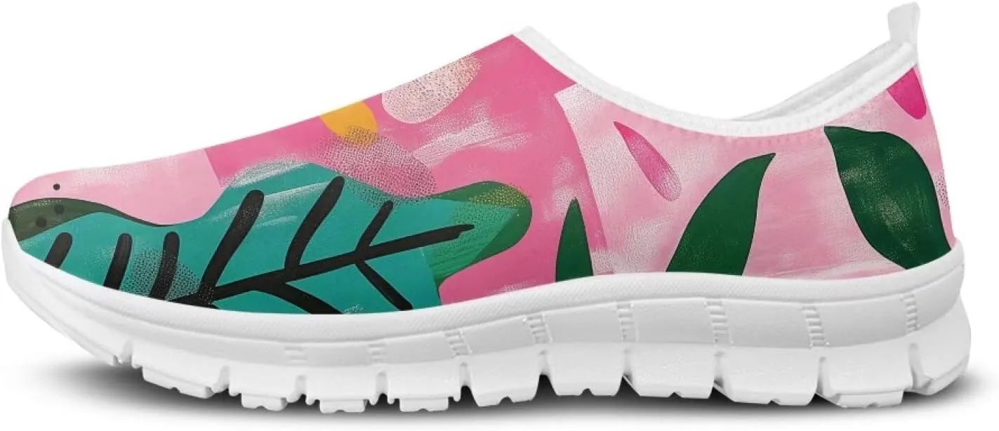 Women's Slip On Sneakers Casual Loafers Mesh Art Pattern Comfort Soft Walking Shoes for Women Daily Work Travel Shoes US Size 5.5-11.5