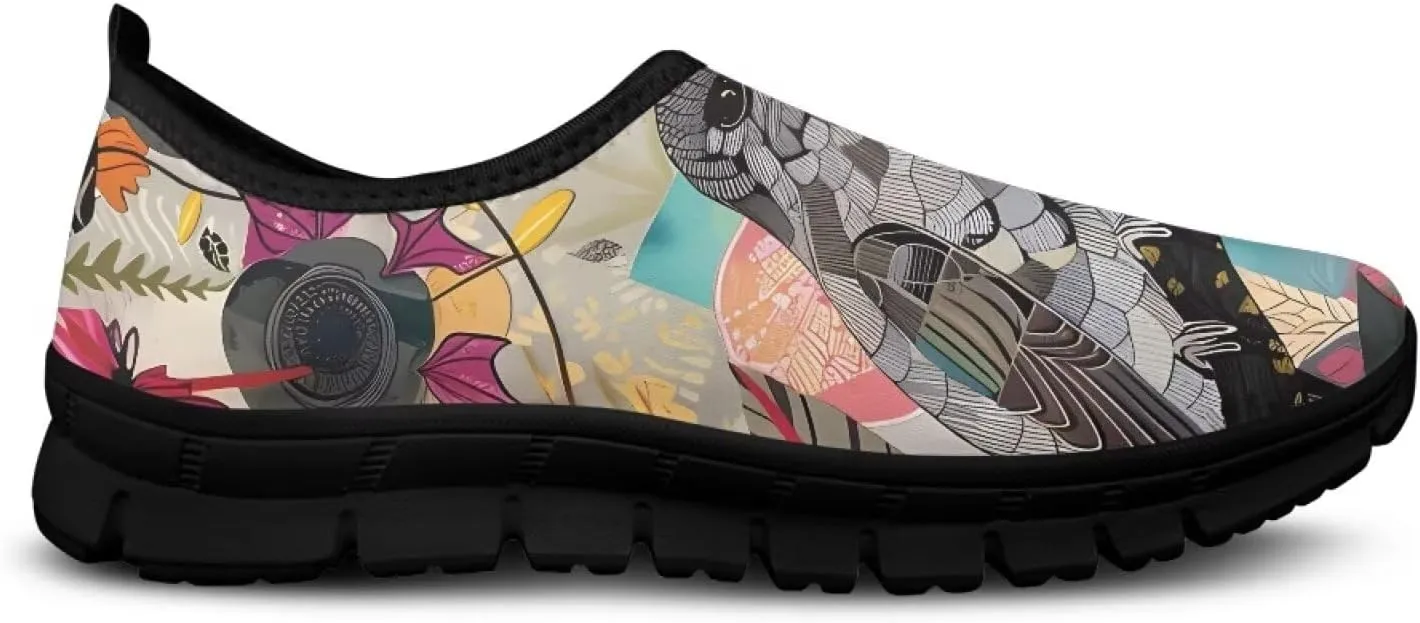 Women's Slip On Sneakers Casual Loafers Mesh Art Pattern Comfort Soft Walking Shoes for Women Daily Work Travel Shoes US Size 5.5-11.5