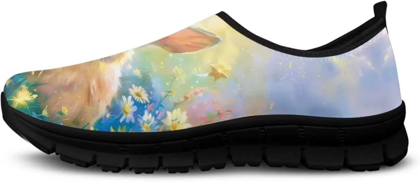 Women's Slip On Sneakers Casual Loafers Mesh Art Pattern Comfort Soft Walking Shoes for Women Daily Work Travel Shoes US Size 5.5-11.5