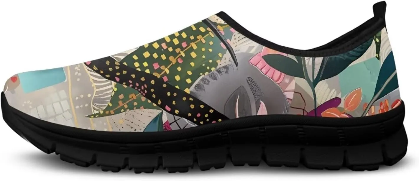 Women's Slip On Sneakers Casual Loafers Mesh Art Pattern Comfort Soft Walking Shoes for Women Daily Work Travel Shoes US Size 5.5-11.5