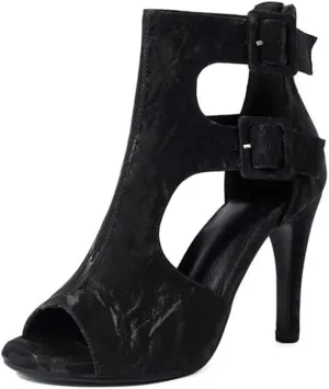 YKXLM Open Toe Booties Latin Dance Heel for Women Ballroom Dance Shoes,3892